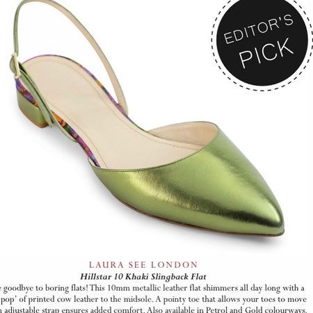 HILLSTAR 10 METALLIC SLINGBACK FLAT IN METALLIC KHAKI
